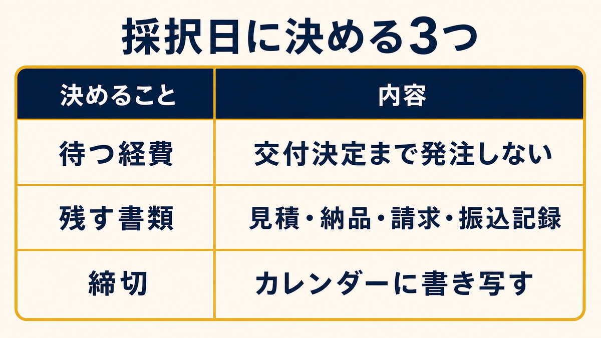 採択日に決める3つ