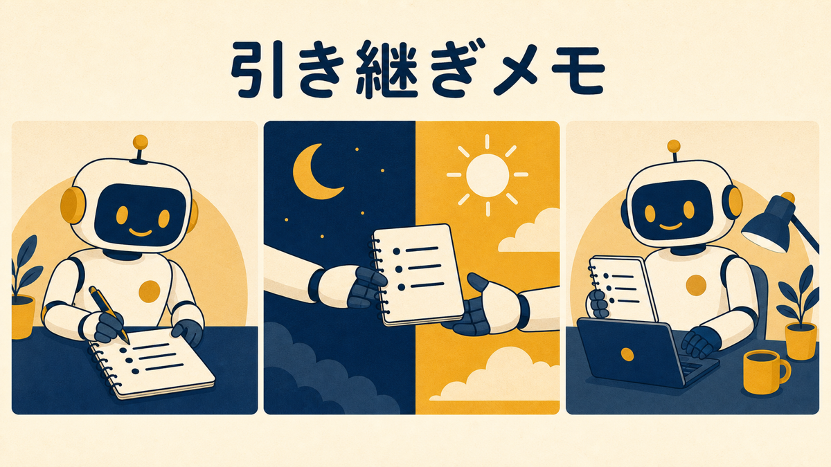 引き継ぎメモでセッションをまたいで記憶がつながる流れ